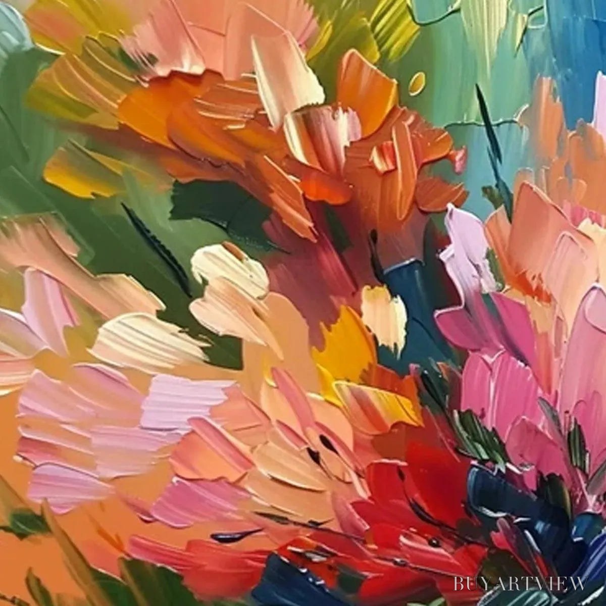 BUYARTVIEW Summer Bouquet – Impressionistic Floral Painting in Vibrant Colors - image 5