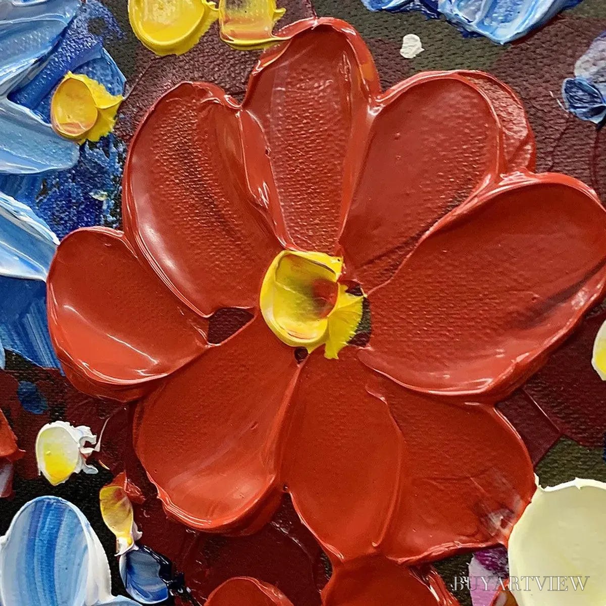 BUYARTVIEW Vibrant Bouquet – Textured Impasto Floral Painting, Horizontal - image 3