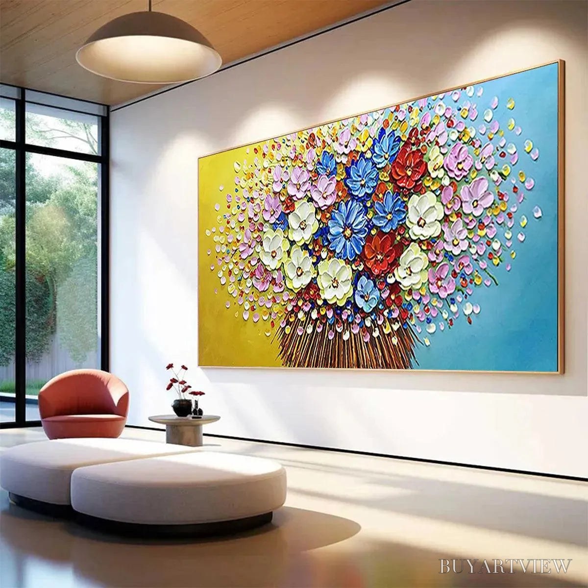 BUYARTVIEW Vibrant Bouquet – Textured Impasto Floral Painting, Horizontal - image 4