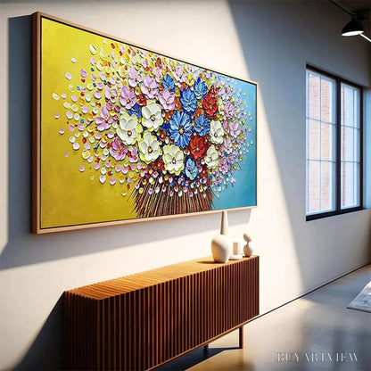BUYARTVIEW Vibrant Bouquet – Textured Impasto Floral Painting, Horizontal - image 5