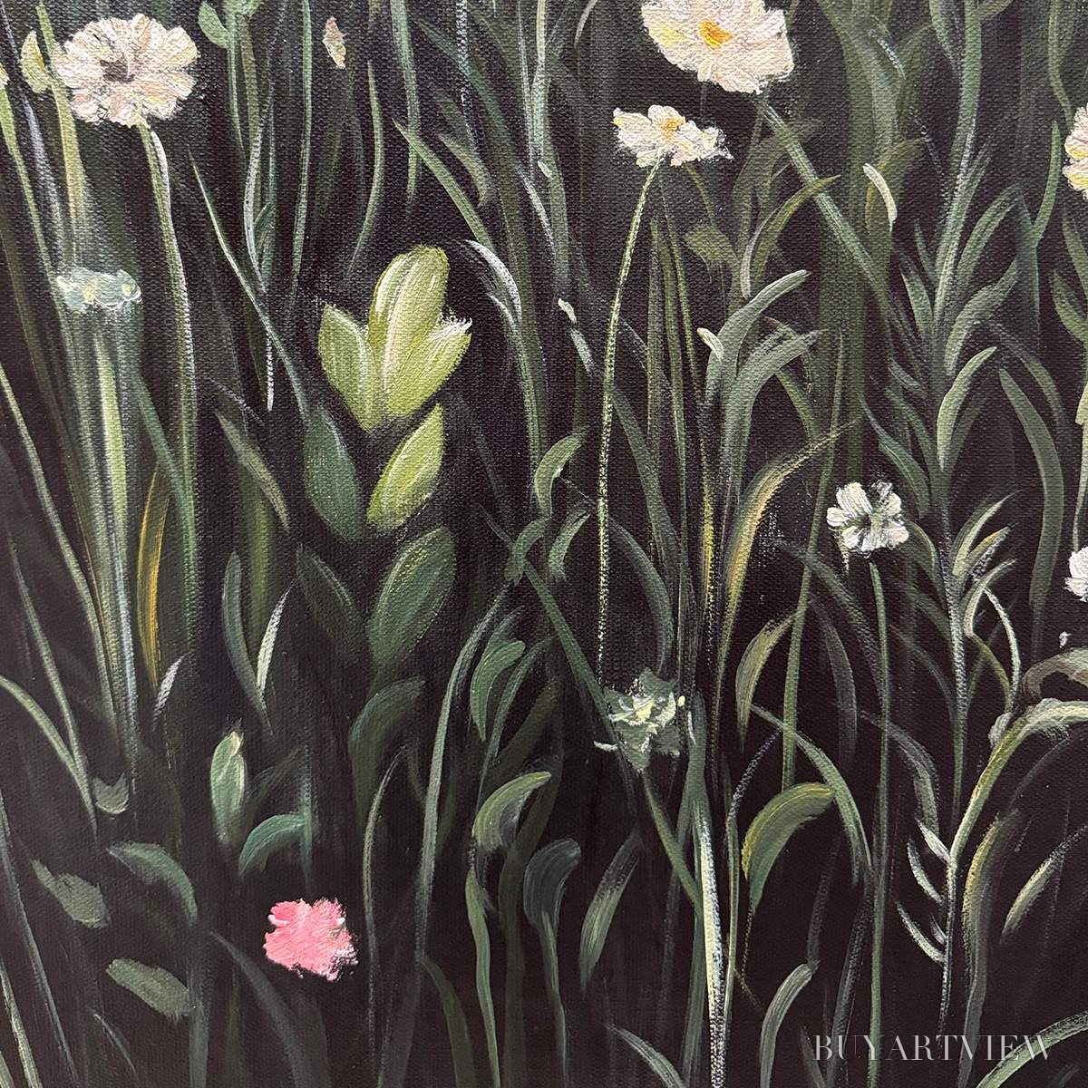 BUYARTVIEW Meadow'S Embrace – Moody Floral Botanical Painting, Vertical - image 3
