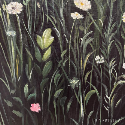 BUYARTVIEW Meadow'S Embrace – Moody Floral Botanical Painting, Vertical - image 3