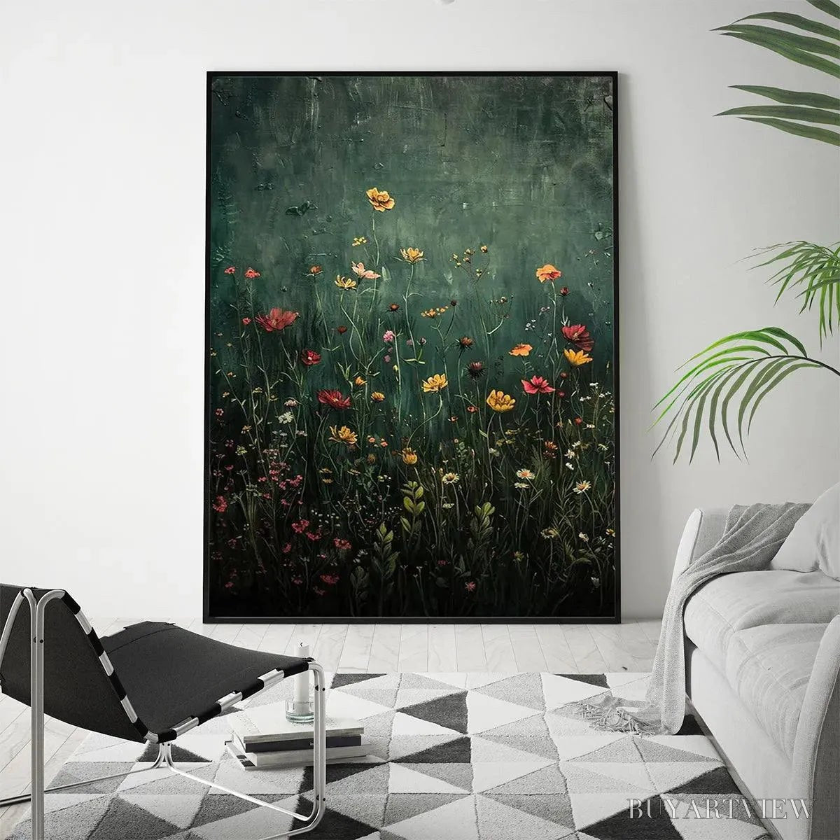 BUYARTVIEW Meadow'S Embrace – Moody Floral Botanical Painting, Vertical - image 4