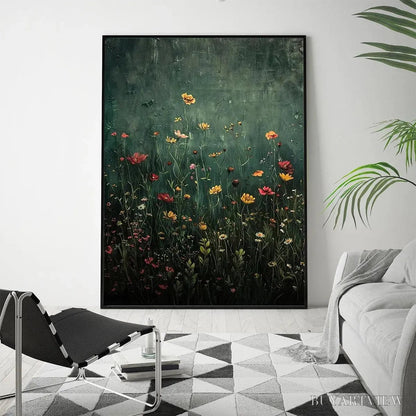 BUYARTVIEW Meadow'S Embrace – Moody Floral Botanical Painting, Vertical - image 4
