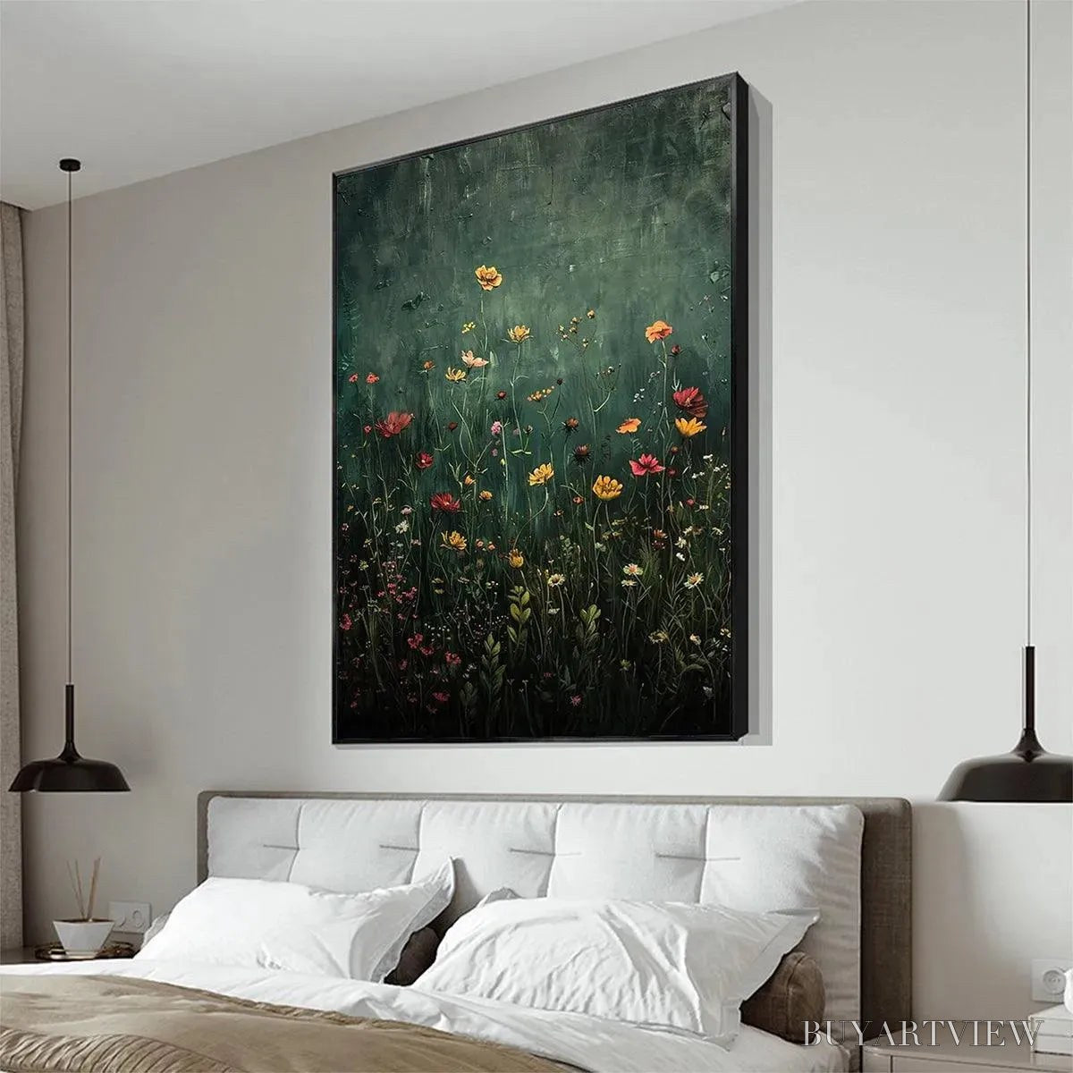BUYARTVIEW Meadow'S Embrace – Moody Floral Botanical Painting, Vertical - image 5