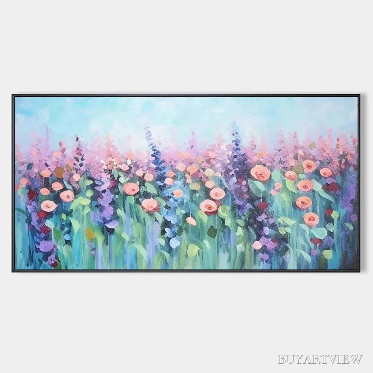 BUYARTVIEW Pastel Meadow – Impressionistic Floral Landscape Painting - image 1