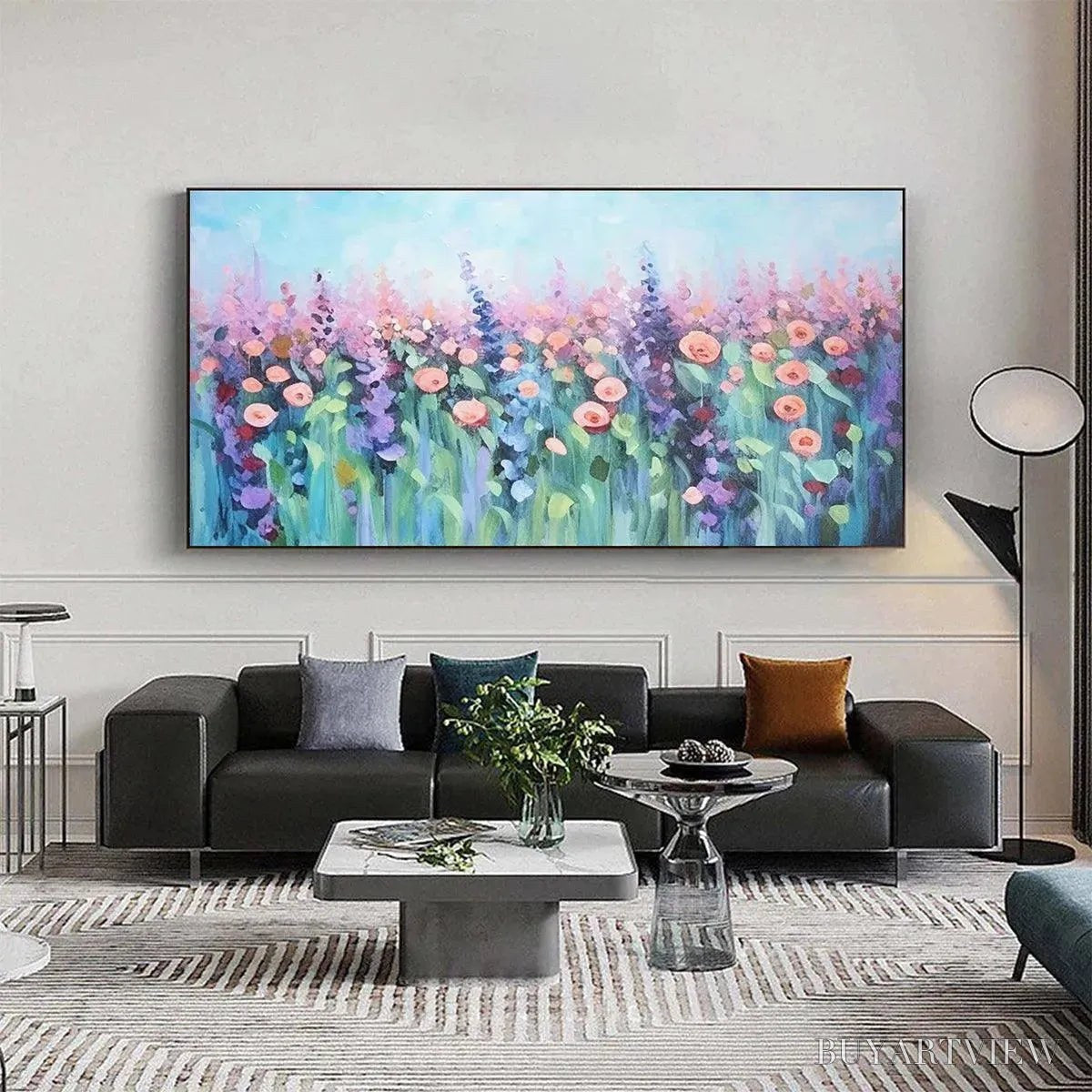 BUYARTVIEW Pastel Meadow – Impressionistic Floral Landscape Painting - image 2
