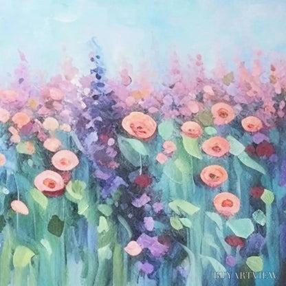BUYARTVIEW Pastel Meadow – Impressionistic Floral Landscape Painting - image 3