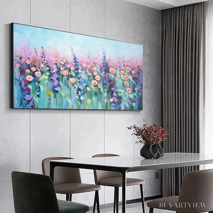 BUYARTVIEW Pastel Meadow – Impressionistic Floral Landscape Painting - image 5