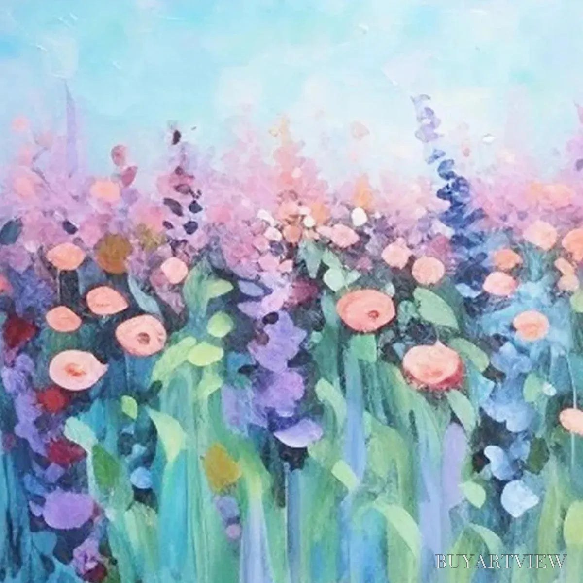 BUYARTVIEW Pastel Meadow – Impressionistic Floral Landscape Painting - image 6
