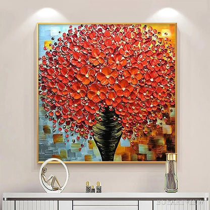 BUYARTVIEW Crimson Bouquet – Textured Impasto Floral Painting in Red - image 2