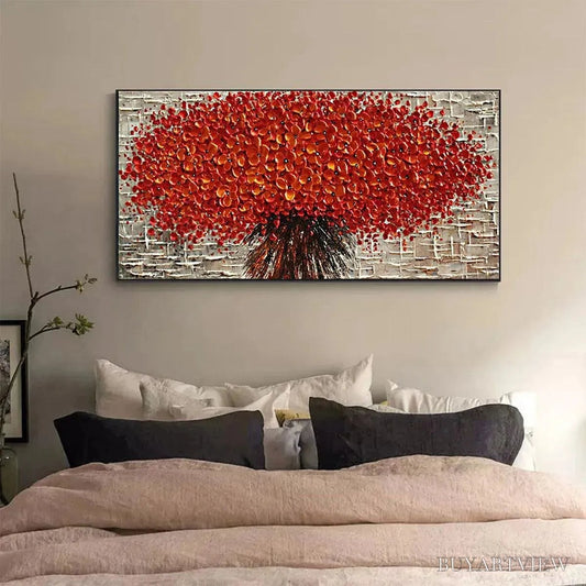 BUYARTVIEW Crimson Burst – Textured Impasto Floral Painting in Red - image 2