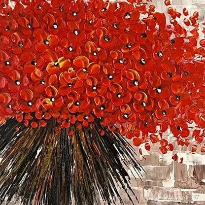 BUYARTVIEW Crimson Burst – Textured Impasto Floral Painting in Red - image 3