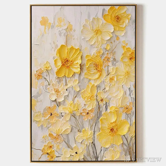 BUYARTVIEW Golden Sunflowers – Textured Impasto Floral Painting in Yellow - image 1