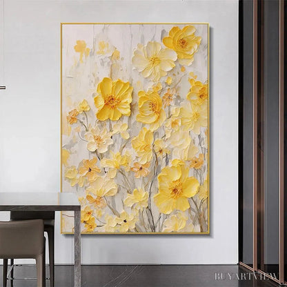 BUYARTVIEW Golden Sunflowers – Textured Impasto Floral Painting in Yellow - image 2