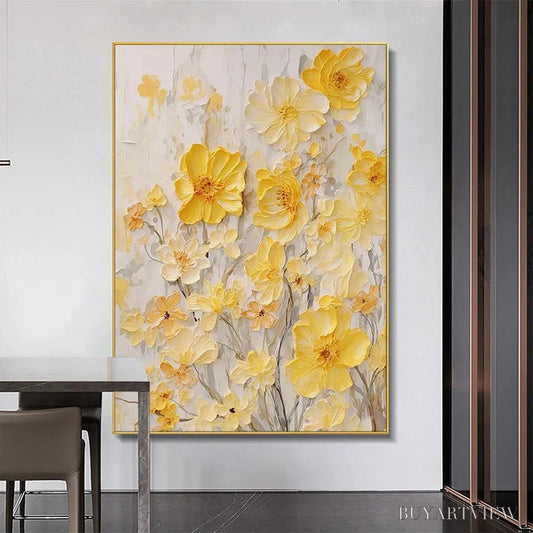 BUYARTVIEW Golden Sunflowers – Textured Impasto Floral Painting in Yellow - image 2