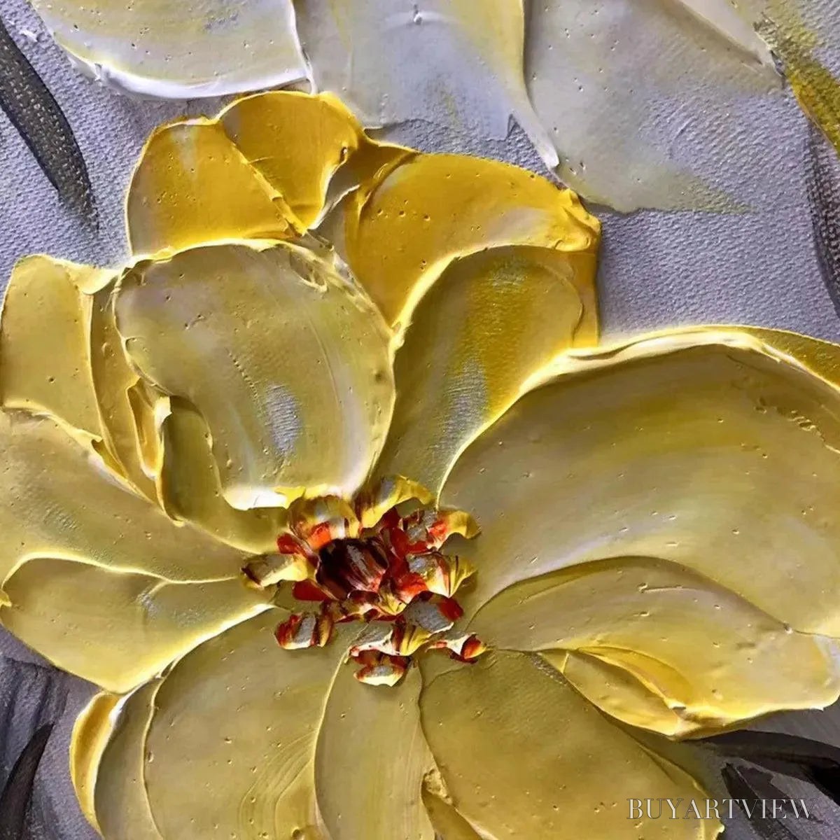 BUYARTVIEW Golden Sunflowers – Textured Impasto Floral Painting in Yellow - image 3