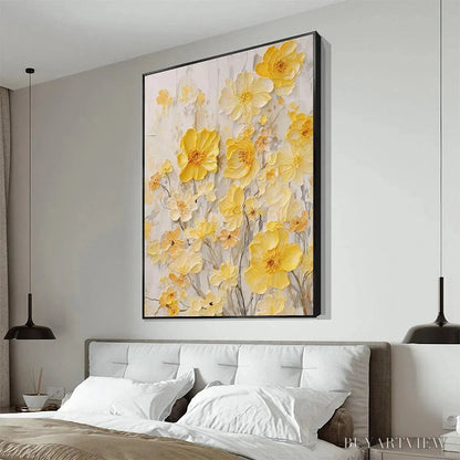 BUYARTVIEW Golden Sunflowers – Textured Impasto Floral Painting in Yellow - image 4