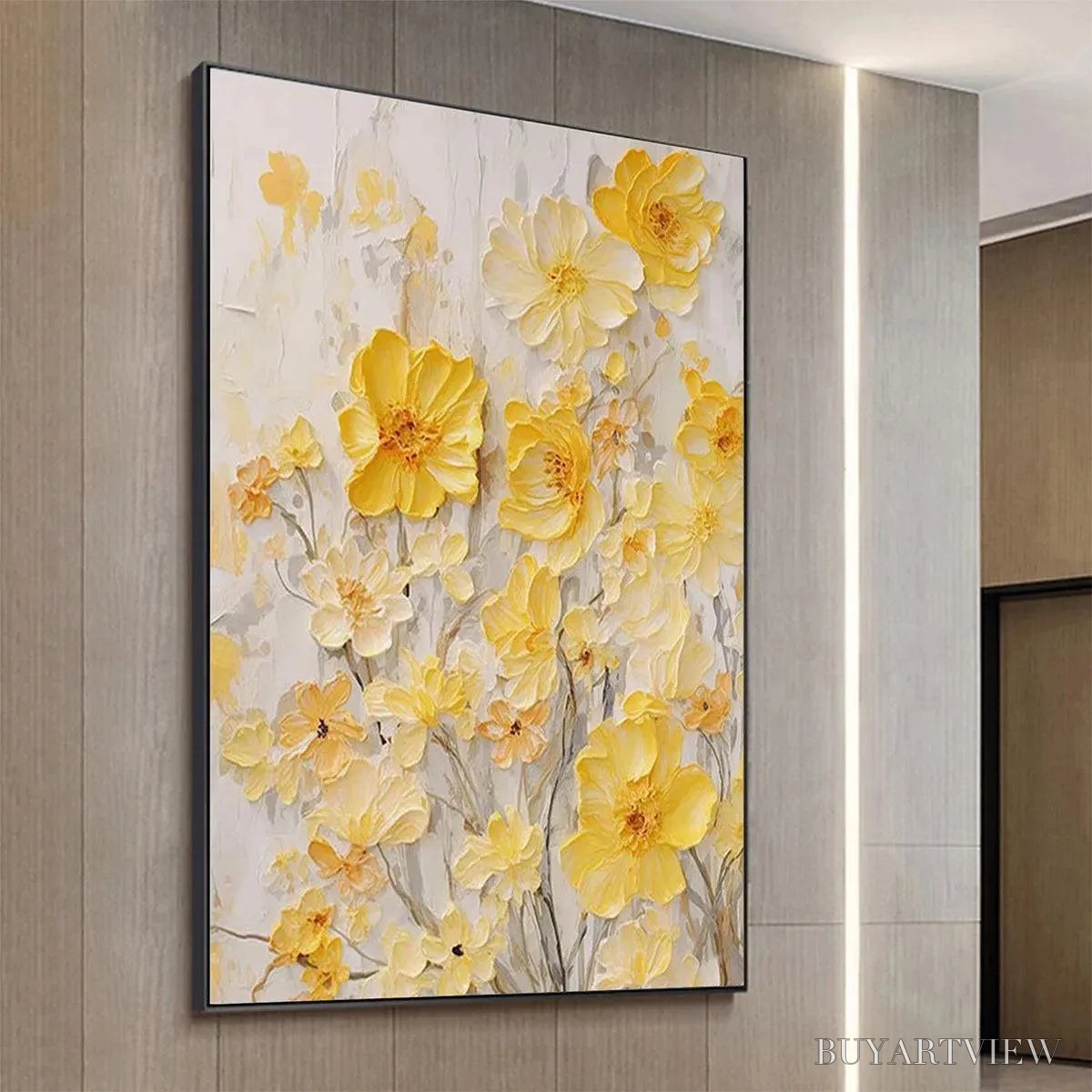 BUYARTVIEW Golden Sunflowers – Textured Impasto Floral Painting in Yellow - image 5