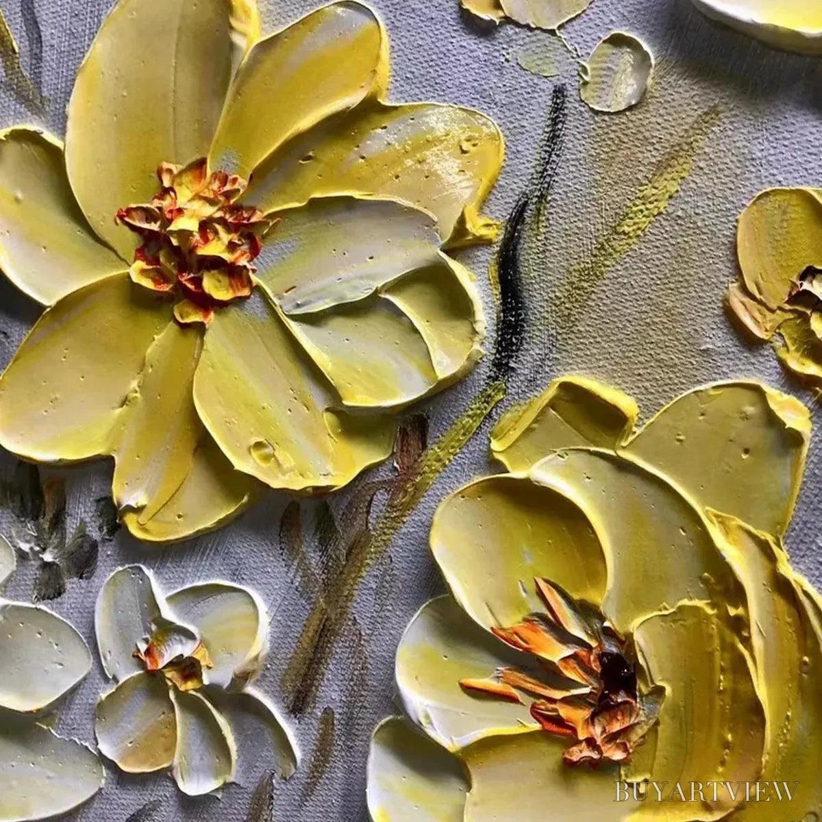 BUYARTVIEW Golden Sunflowers – Textured Impasto Floral Painting in Yellow - image 6