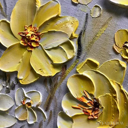 BUYARTVIEW Golden Sunflowers – Textured Impasto Floral Painting in Yellow - image 6