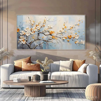 BUYARTVIEW Spring Blossoms – Textured Floral Painting in White and Gold - image 4