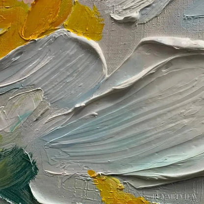 BUYARTVIEW White Blossoms – Textured Impasto Floral Painting in White and Beige - image 5