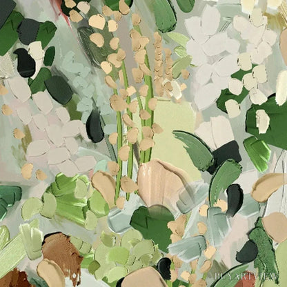 BUYARTVIEW Whispering Meadow – Textured Abstract Floral Painting in Green and Gold - image 4