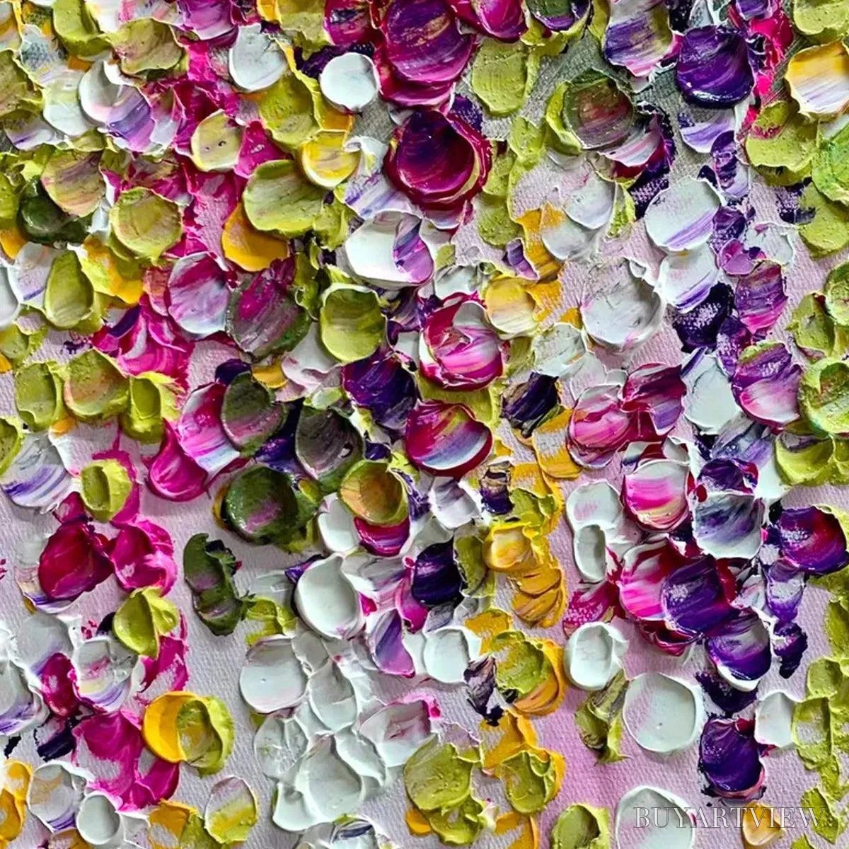 BUYARTVIEW Wisteria Cascade – Textured Impasto Floral Painting in Pink, Purple, and Green - image 5