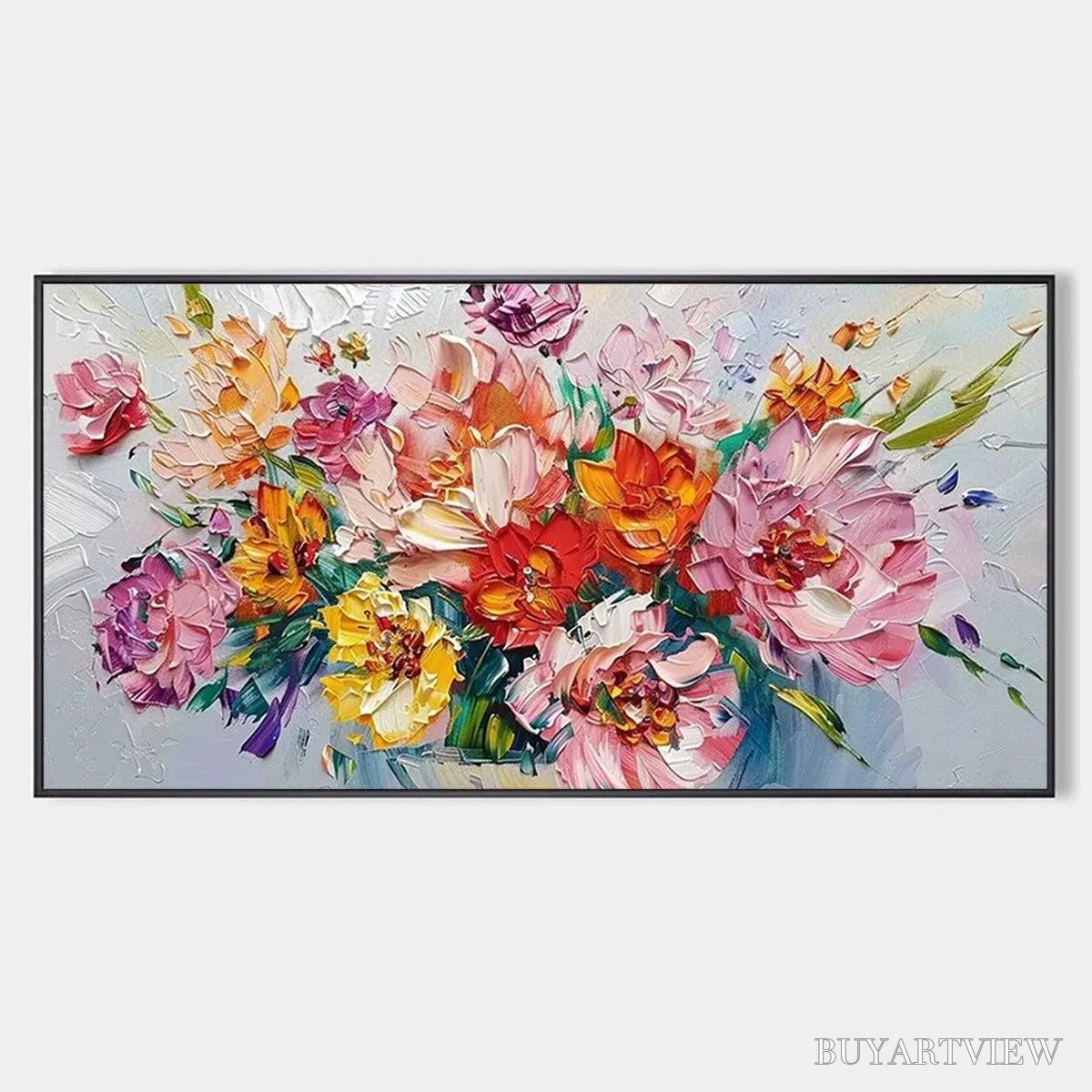 BUYARTVIEW Vibrant Bouquet – Textured Impasto Floral Bouquet Painting in Vibrant Colors - image 1