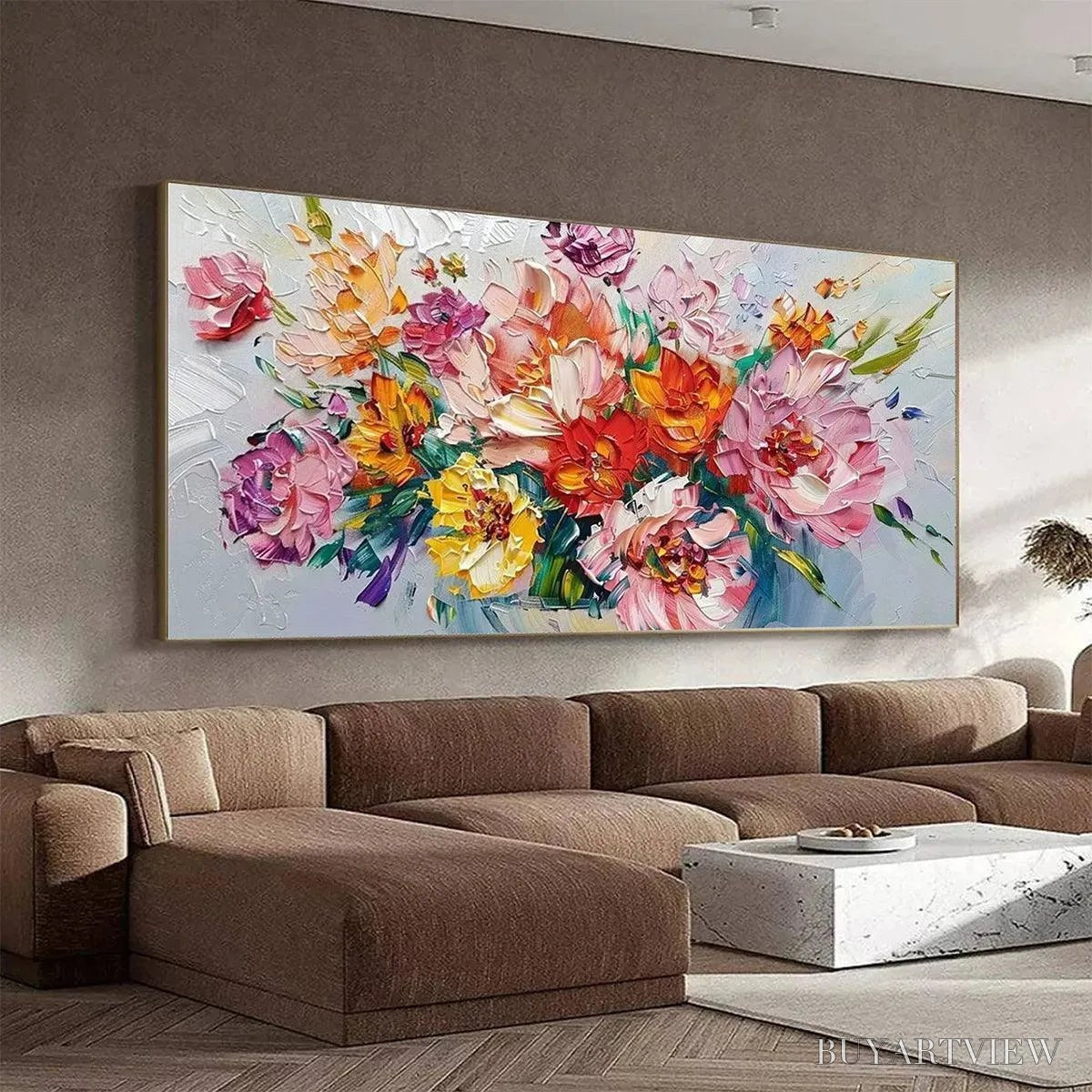 BUYARTVIEW Vibrant Bouquet – Textured Impasto Floral Bouquet Painting in Vibrant Colors - image 4