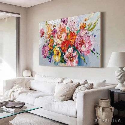 BUYARTVIEW Vibrant Bouquet – Textured Impasto Floral Bouquet Painting in Vibrant Colors - image 6