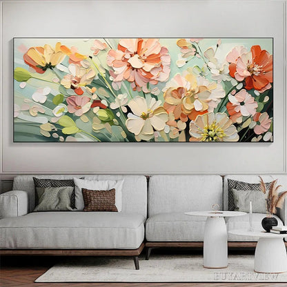 BUYARTVIEW Sunkissed Garden – Textured Floral Impasto Painting in Orange and White - image 2
