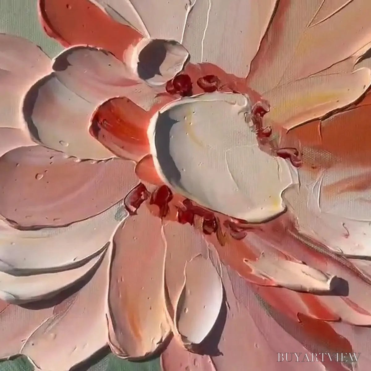 BUYARTVIEW Sunkissed Garden – Textured Floral Impasto Painting in Orange and White - image 3