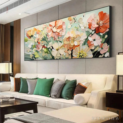 BUYARTVIEW Sunkissed Garden – Textured Floral Impasto Painting in Orange and White - image 4
