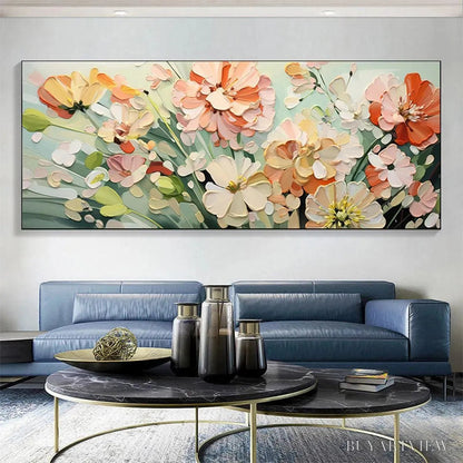 BUYARTVIEW Sunkissed Garden – Textured Floral Impasto Painting in Orange and White - image 6