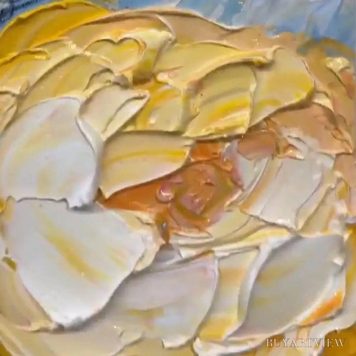 BUYARTVIEW Summer Bloom – Textured Impasto Floral Painting in Yellow and Pink - image 3