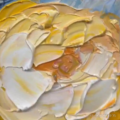 BUYARTVIEW Summer Bloom – Textured Impasto Floral Painting in Yellow and Pink - image 3