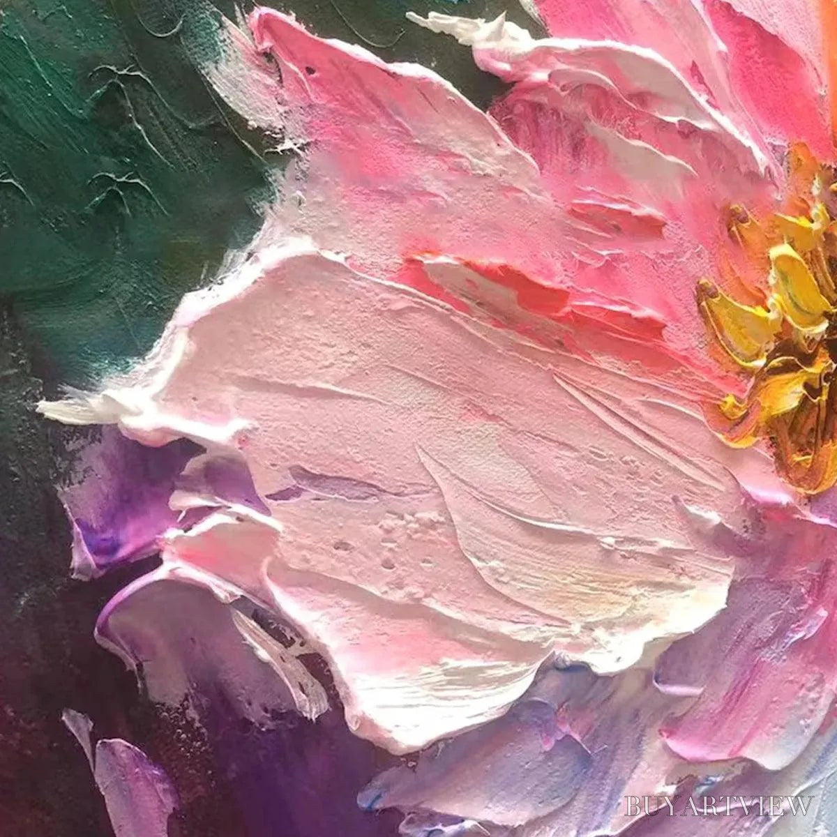 BUYARTVIEW Colorful Bloom – Vertical Impasto Floral Painting in Vibrant Colors - image 3