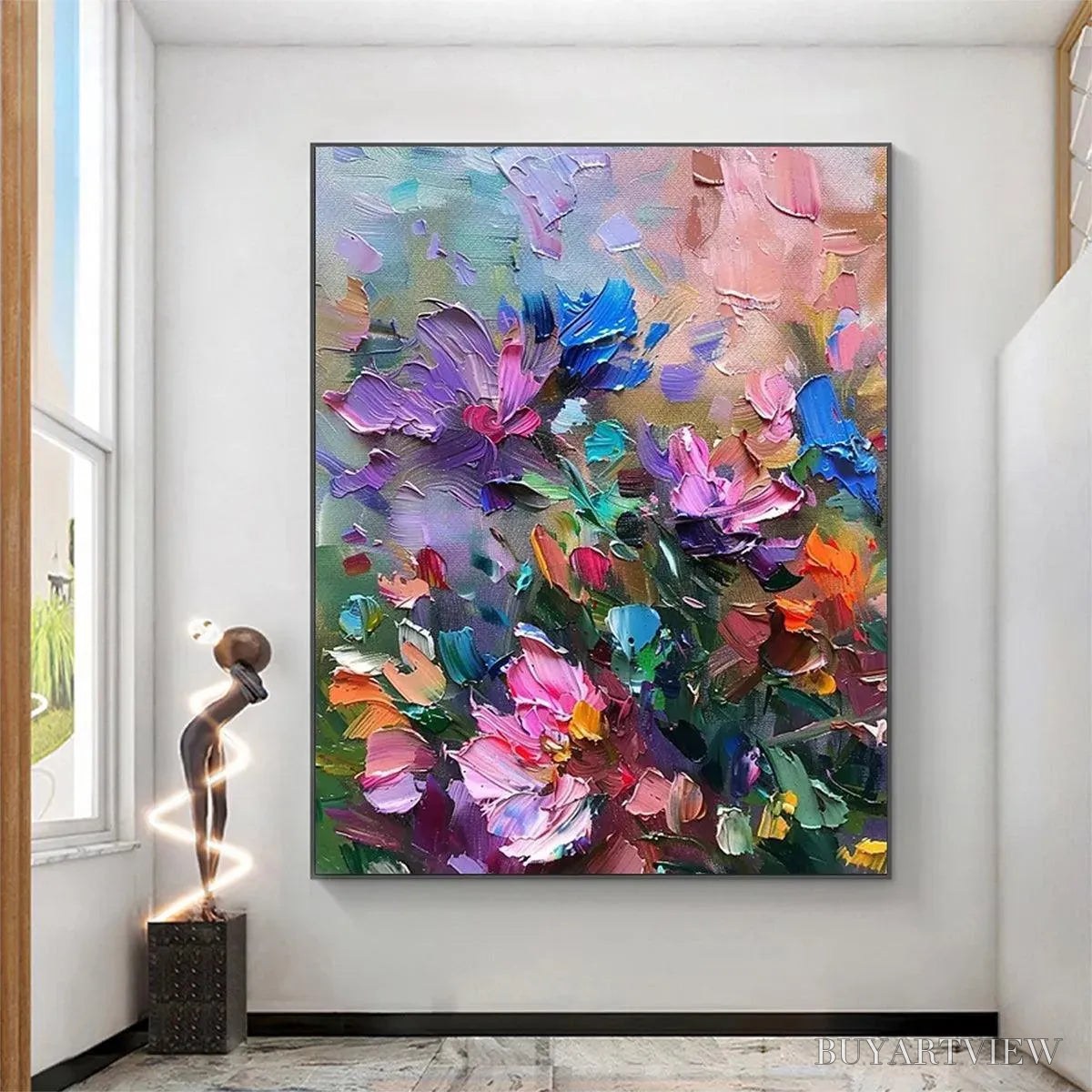 BUYARTVIEW Colorful Bloom – Vertical Impasto Floral Painting in Vibrant Colors - image 4