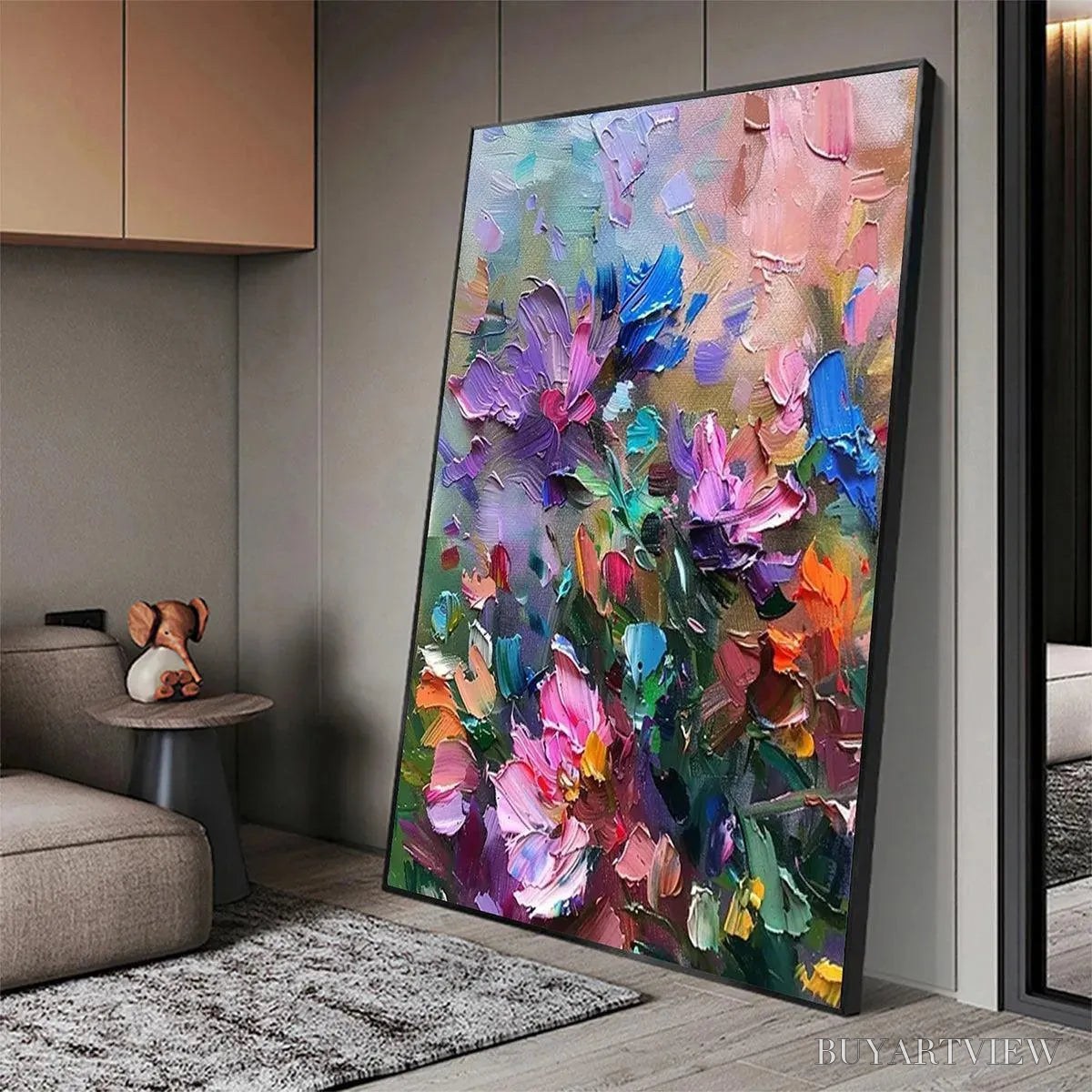 BUYARTVIEW Colorful Bloom – Vertical Impasto Floral Painting in Vibrant Colors - image 5