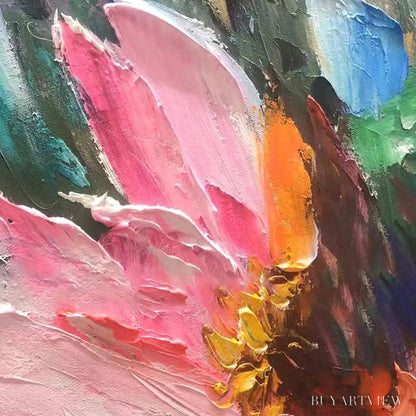 BUYARTVIEW Colorful Bloom – Vertical Impasto Floral Painting in Vibrant Colors - image 6