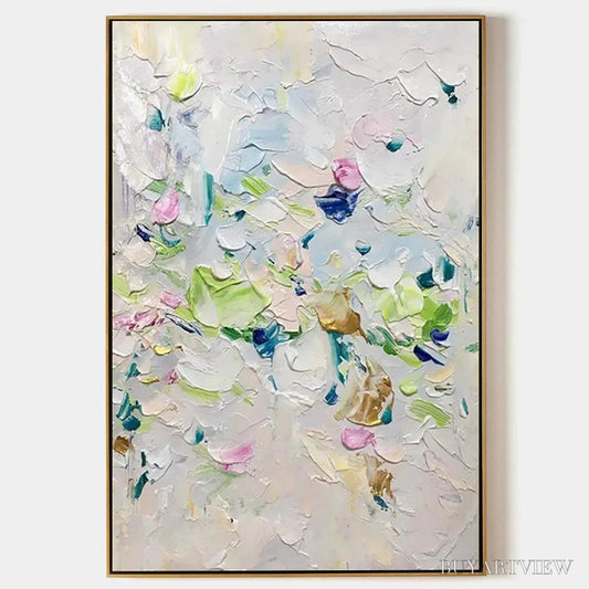 BUYARTVIEW Spring Blossom – Textured Abstract Floral Painting in Light Pastel Colors - image 1