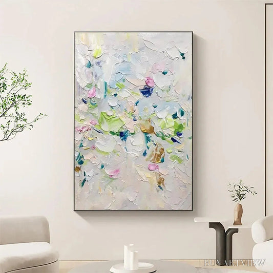 BUYARTVIEW Spring Blossom – Textured Abstract Floral Painting in Light Pastel Colors - image 2