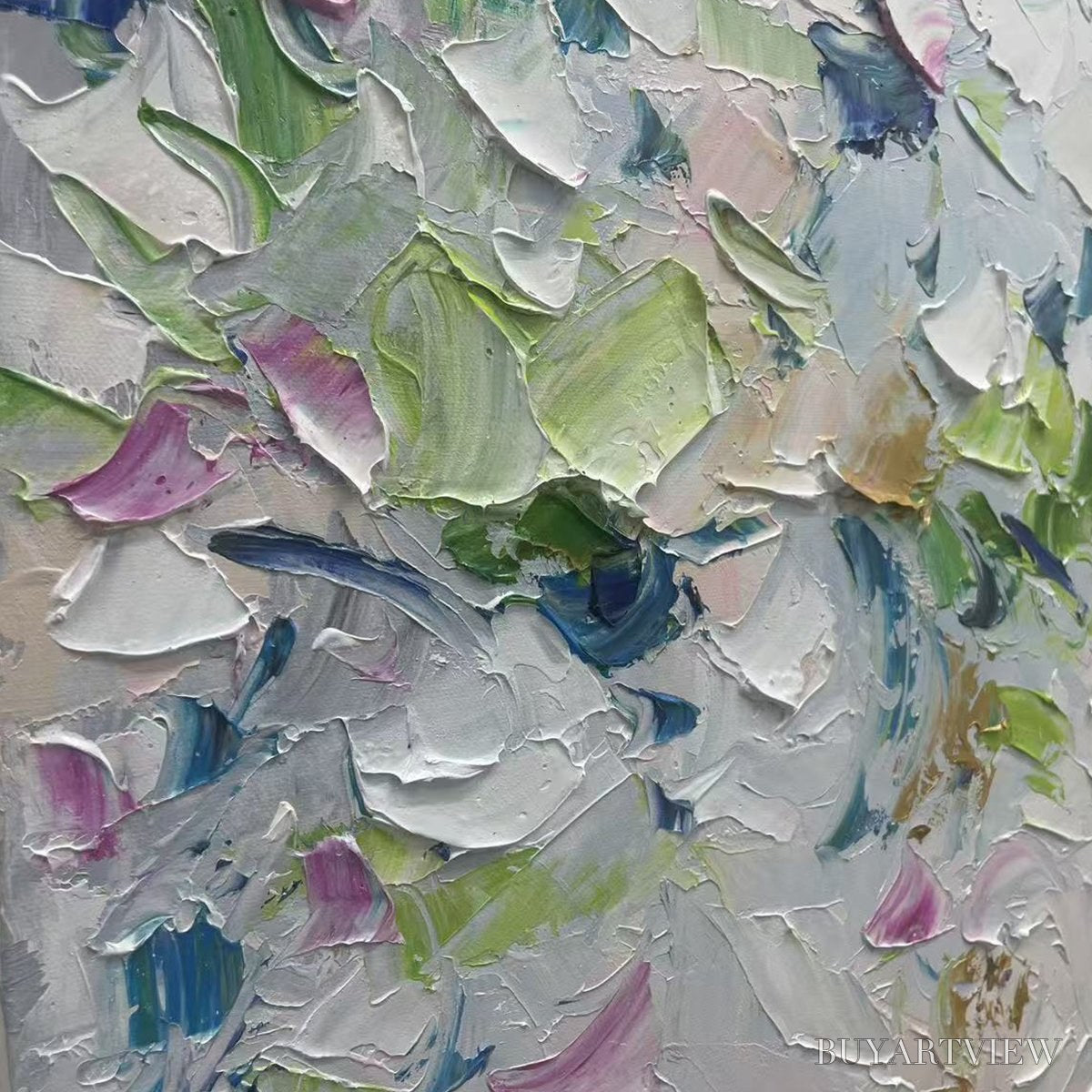 BUYARTVIEW Spring Blossom – Textured Abstract Floral Painting in Light Pastel Colors - image 3