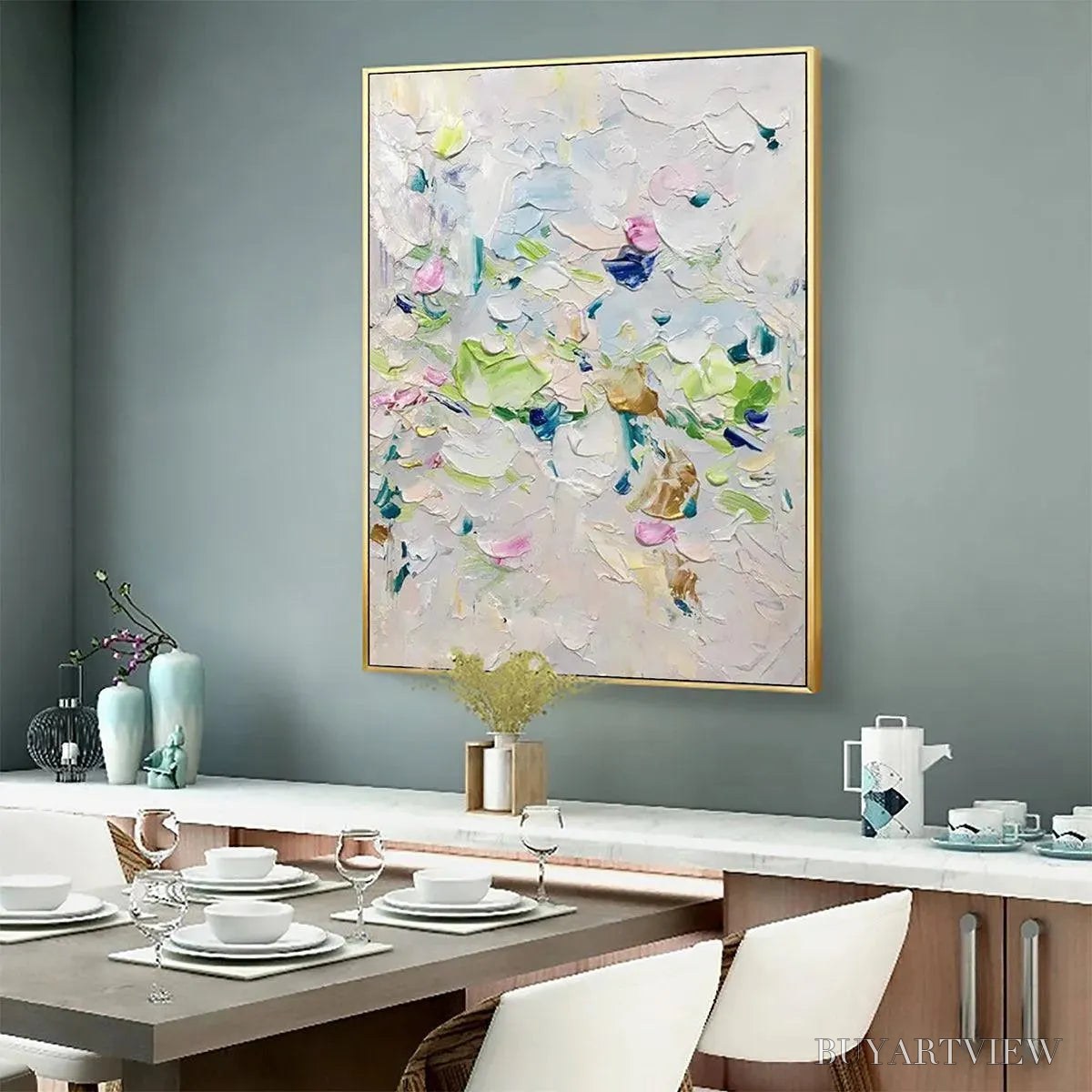 BUYARTVIEW Spring Blossom – Textured Abstract Floral Painting in Light Pastel Colors - image 6