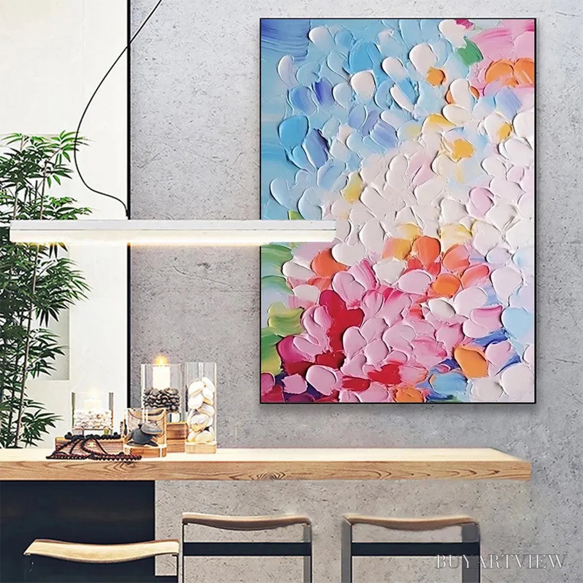 BUYARTVIEW Blooming Bouquet – Textured Impasto Floral Painting in Vibrant Colors - image 6