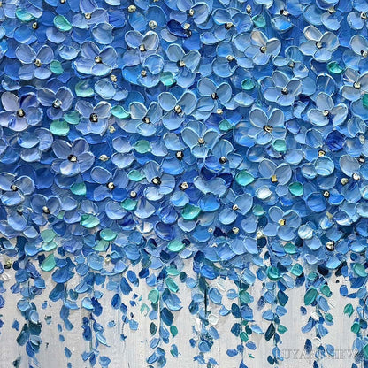 BUYARTVIEW Blue Wisteria – Textured Impasto Blue Floral Painting - image 3