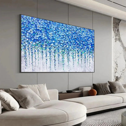 BUYARTVIEW Blue Wisteria – Textured Impasto Blue Floral Painting - image 4
