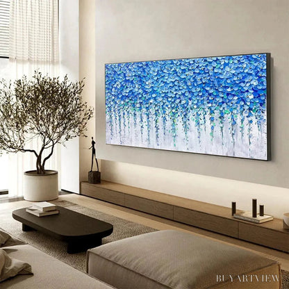 BUYARTVIEW Blue Wisteria – Textured Impasto Blue Floral Painting - image 5